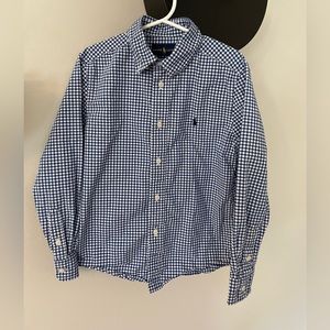 Ralph Lauren Natural Stretch Boys Checkered Button Down Dress Shirt Size 7